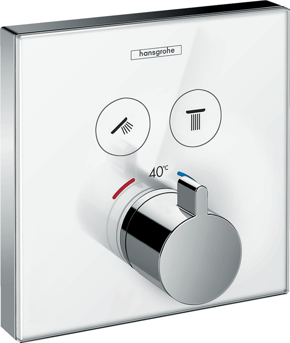 Hansgrohe Ankastre ShowerSelect Glass Termostatik Batarya Beyaz / Krom 15738400